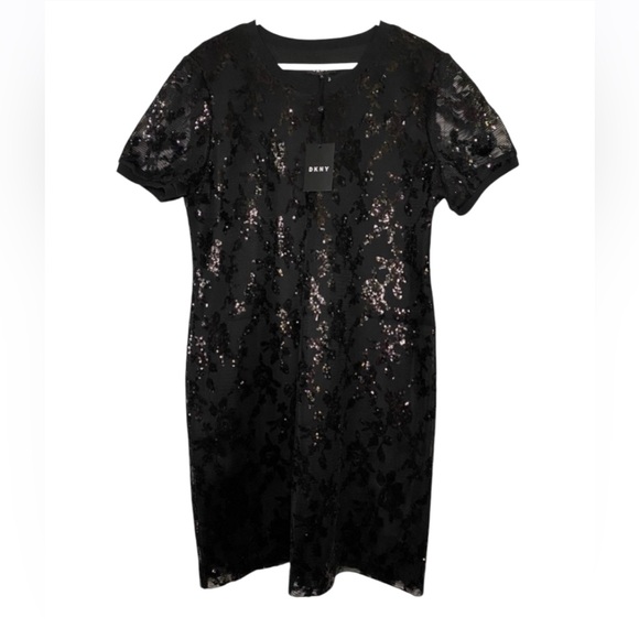 Dkny Dresses & Skirts - DKNY Black Bold Blooms Sequined Dress MSRP $139 🆕